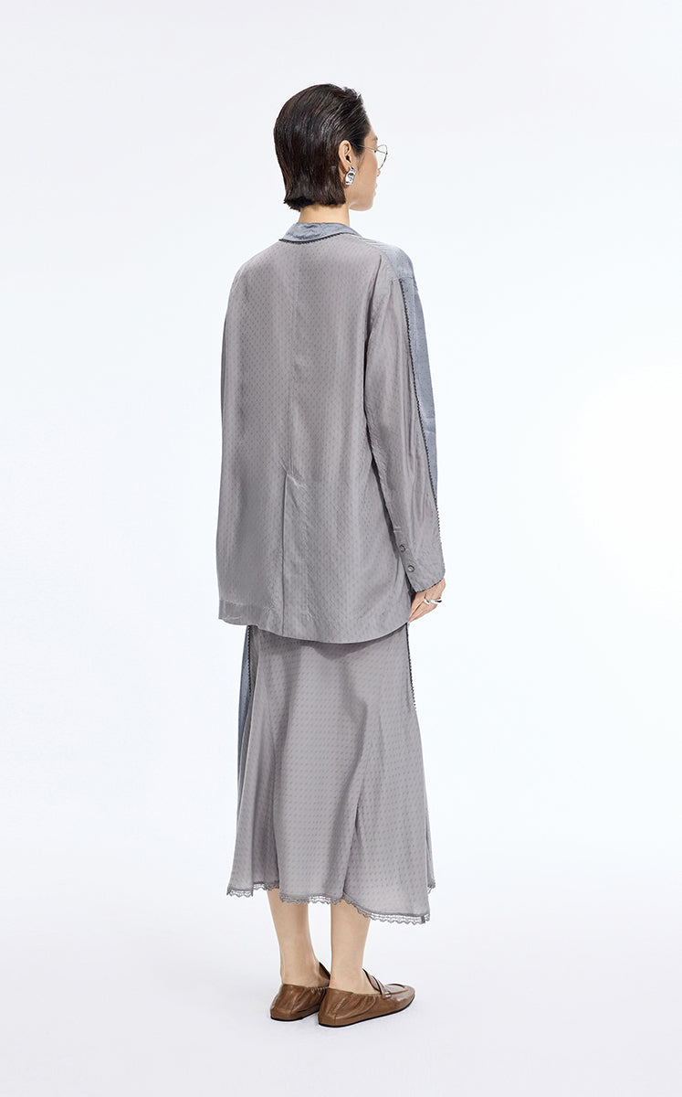 Skirt / JNBY Cupro Jacquard Midi Skirt Grey-1