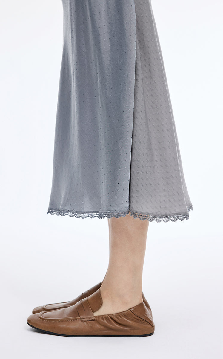 Skirt / JNBY Cupro Jacquard Midi Skirt Grey-1