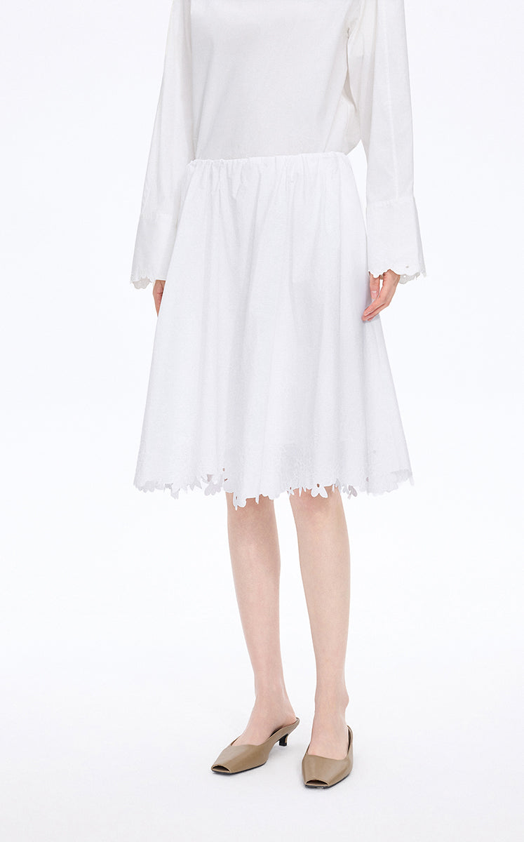 Skirt / JNBY Drawstring Cotton Midi Skirt Ecru-2