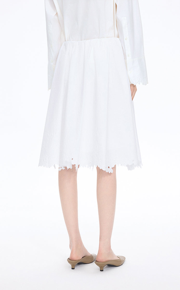 Skirt / JNBY Drawstring Cotton Midi Skirt Ecru-2