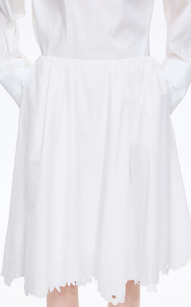 Skirt / JNBY Drawstring Cotton Midi Skirt Ecru-2