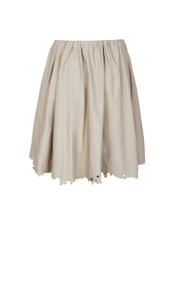 Skirt / JNBY Drawstring Cotton Midi Skirt Sand Khaki-3