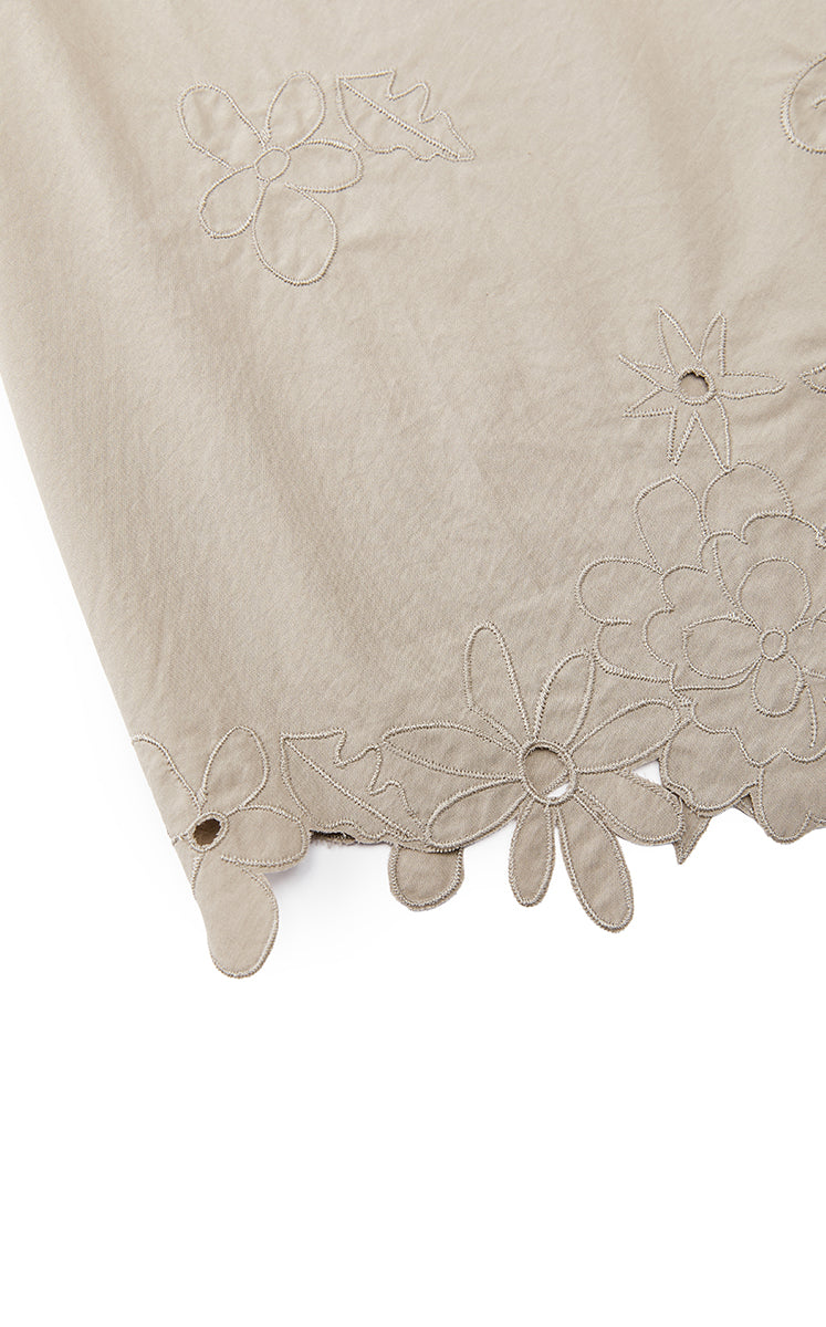 Skirt / JNBY Drawstring Cotton Midi Skirt Sand Khaki-3