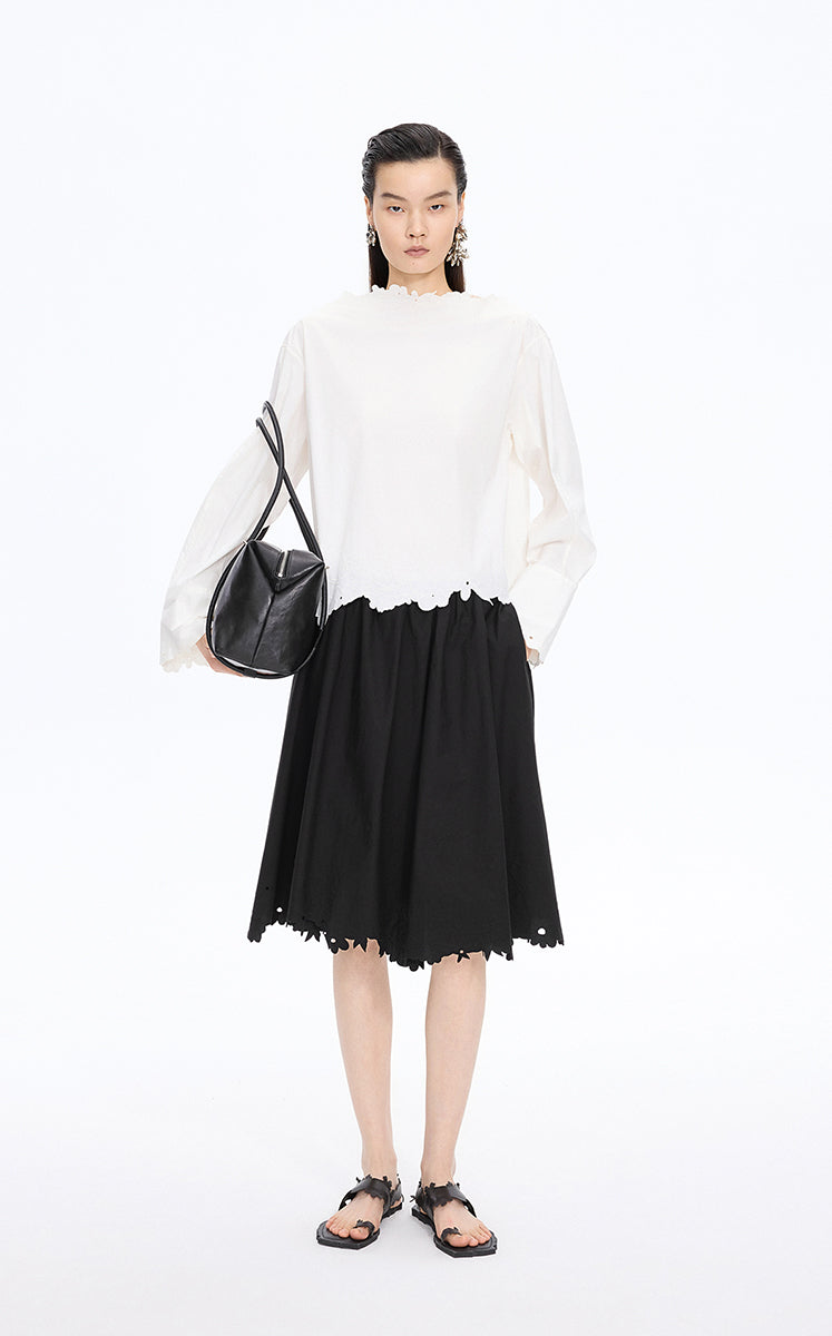 Skirt / JNBY Drawstring Cotton Midi Skirt Black-1