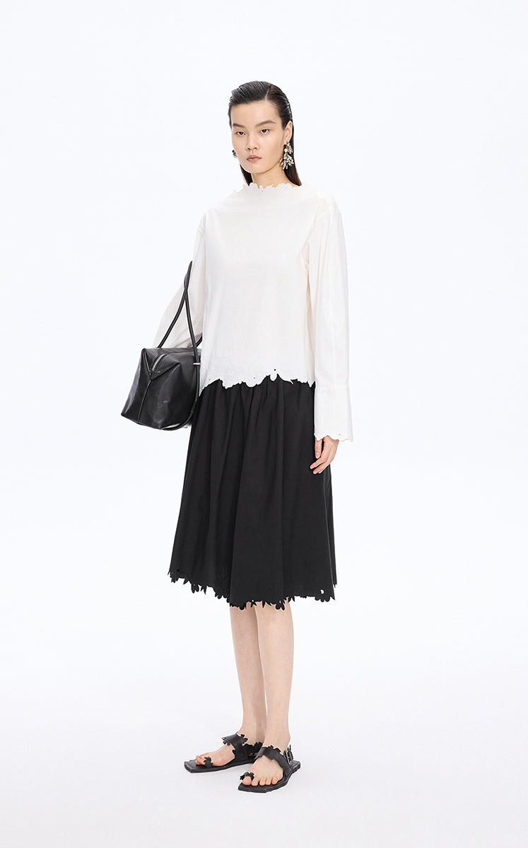 Skirt / JNBY Drawstring Cotton Midi Skirt Black-1