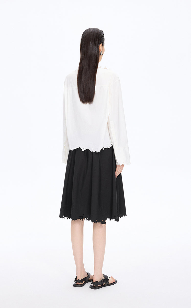 Skirt / JNBY Drawstring Cotton Midi Skirt Black-1
