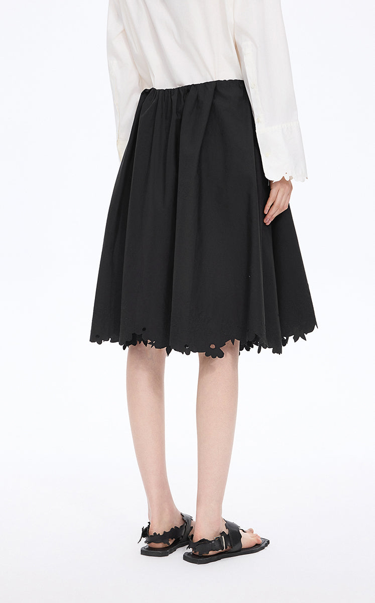 Skirt / JNBY Drawstring Cotton Midi Skirt Black-1