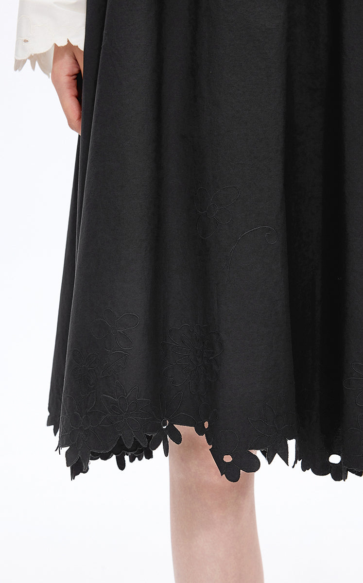 Skirt / JNBY Drawstring Cotton Midi Skirt Black-1