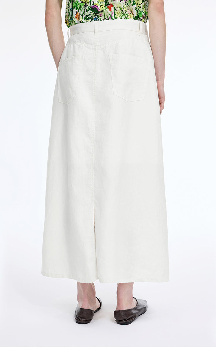 Skirt / JNBY Ramie A-Line Maxi Skirt Off White-2