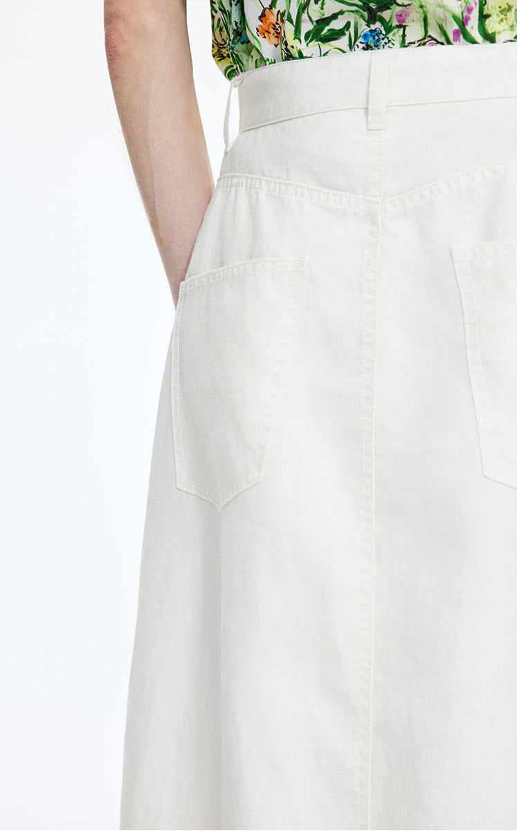 Skirt / JNBY Ramie A-Line Maxi Skirt Off White-2