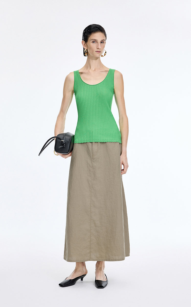 Skirt / JNBY Ramie A-Line Maxi Skirt Oatmeal-3