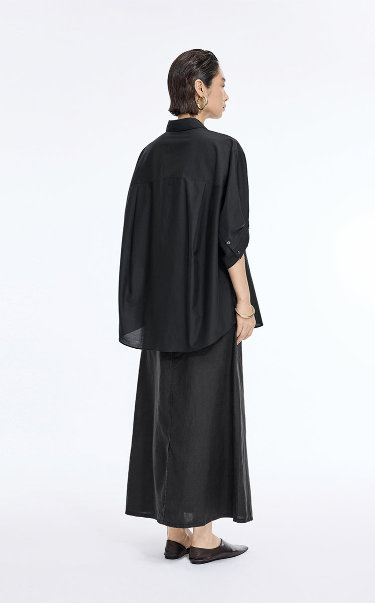 Skirt / JNBY Ramie A-Line Maxi Skirt Jet Black-1
