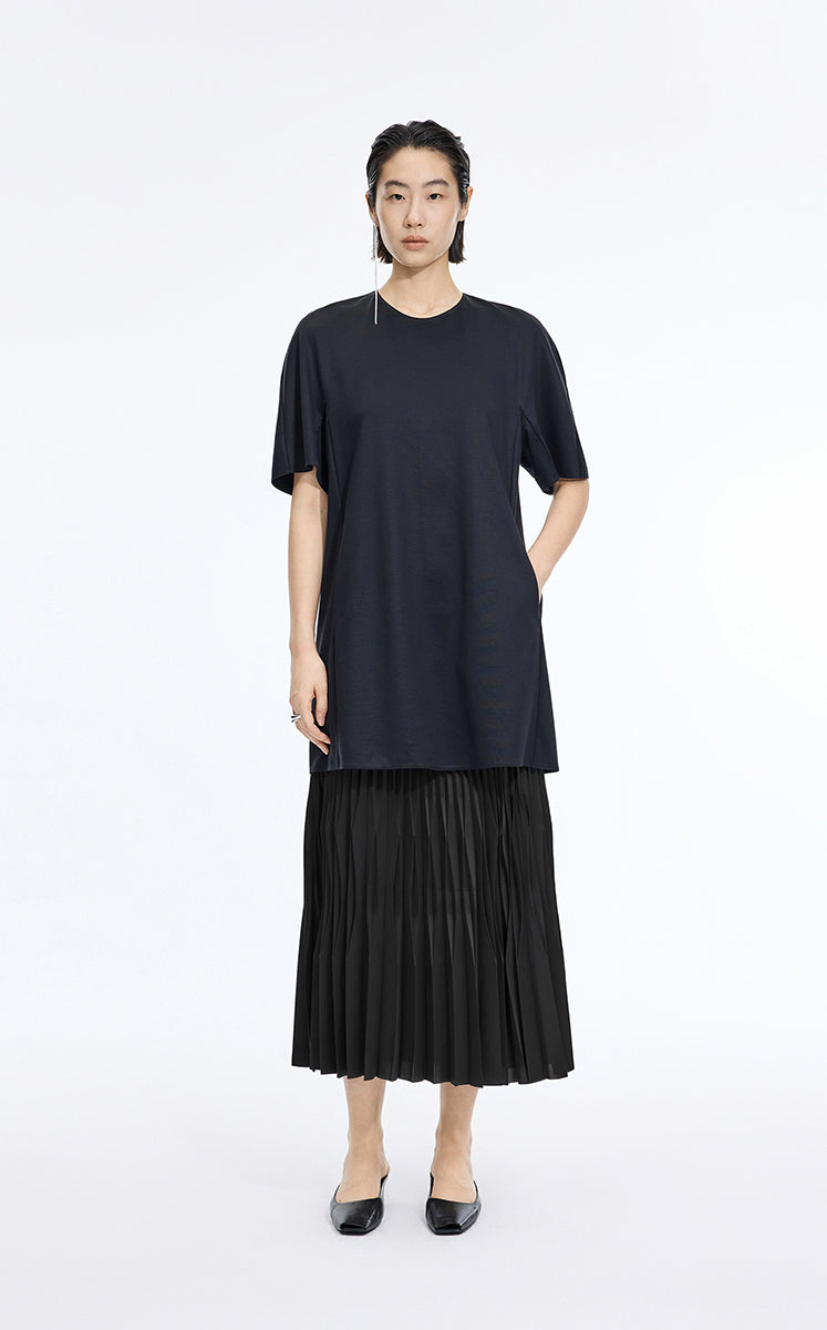 Skirt / JNBY Sculpted Pleated Maxi Skirt Jet Black-1