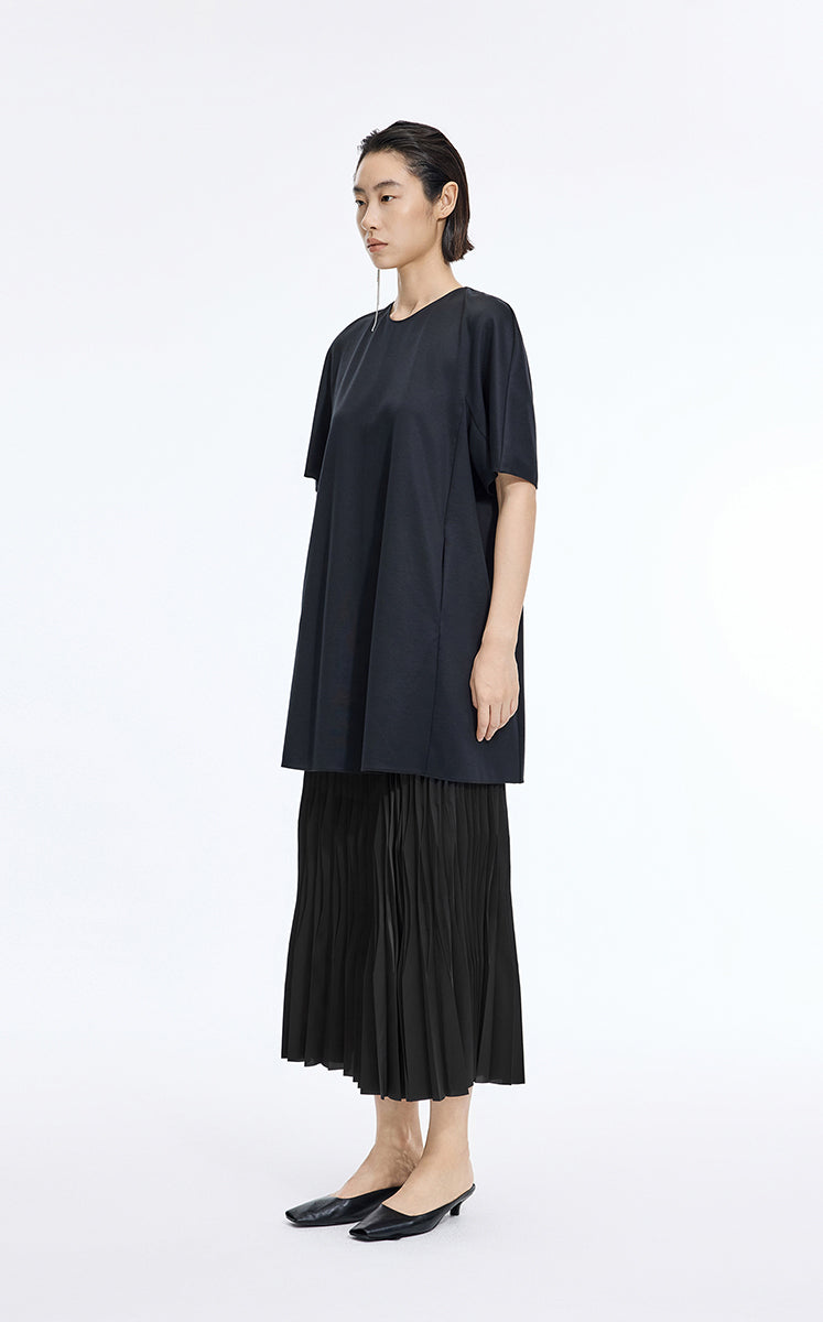 Skirt / JNBY Sculpted Pleated Maxi Skirt Jet Black-1