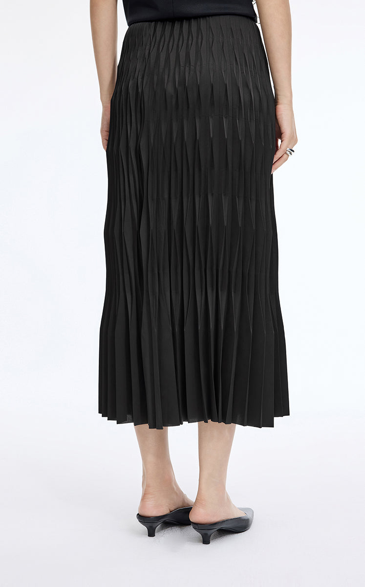 Skirt / JNBY Sculpted Pleated Maxi Skirt Jet Black-1