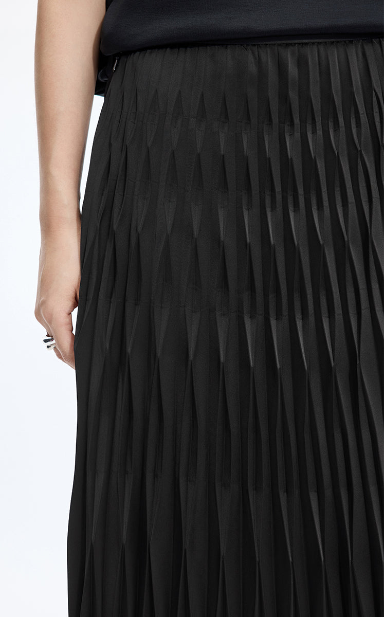 Skirt / JNBY Sculpted Pleated Maxi Skirt Jet Black-1