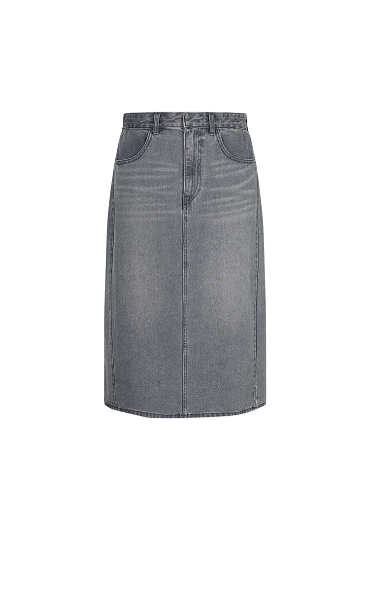 Skirt / JNBY Slight Stretch Mid-Length Denim Skirt Grey Denim-2