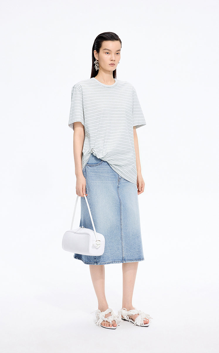 Skirt / JNBY Slight Stretch Mid-Length Denim Skirt Light Denim Blue-1