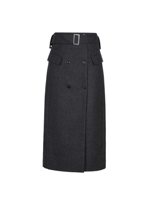 Skirt / JNBY Wool H-Line Ankle-Length Skirt Dark Grey-1
