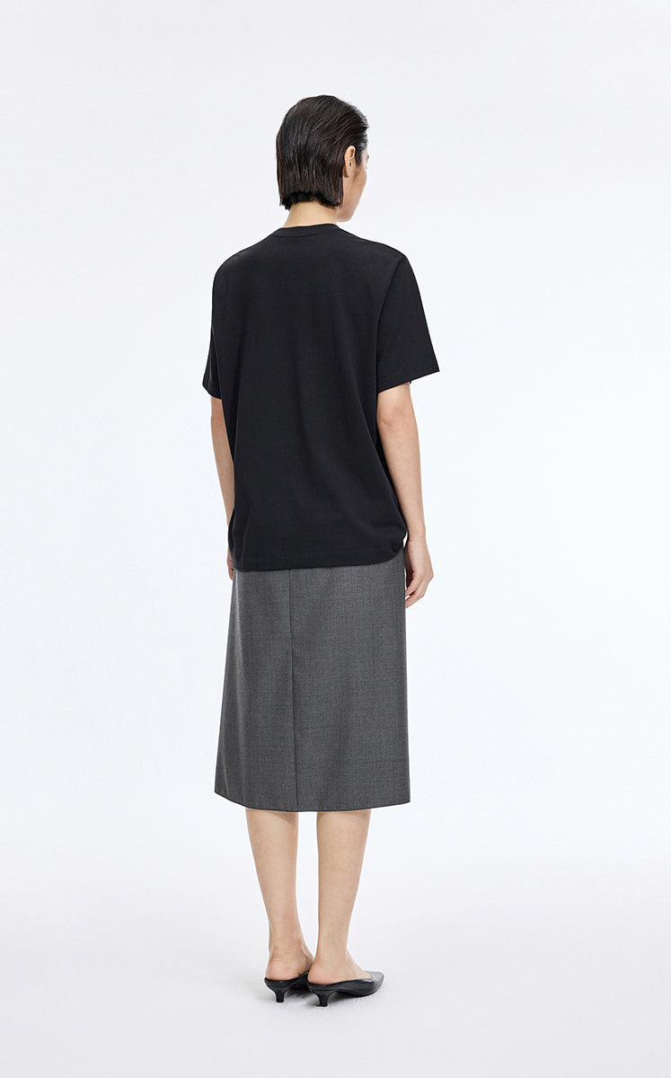 Skirt / JNBY Wool Jacquard Midi Skirt Dark Grey Marl-2