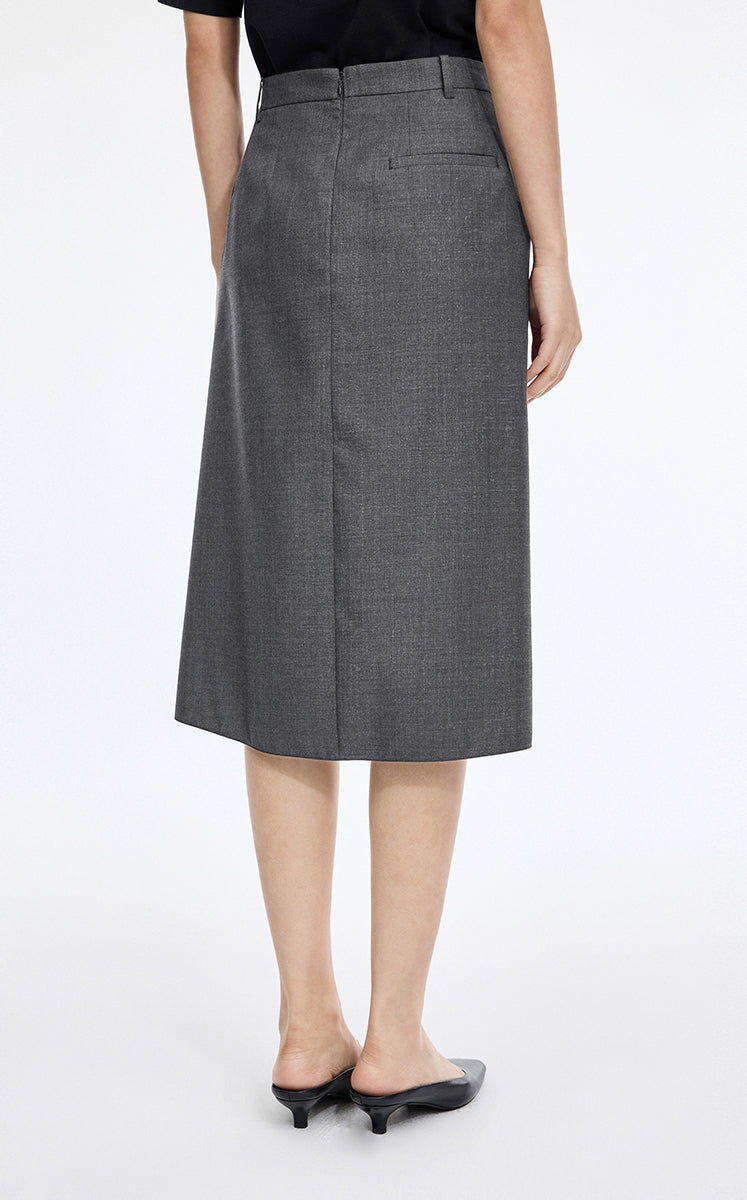 Skirt / JNBY Wool Jacquard Midi Skirt Dark Grey Marl-2