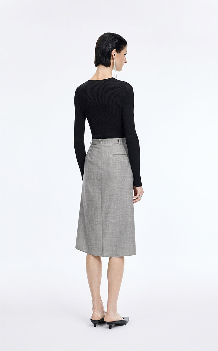 Skirt / JNBY Wool Jacquard Midi Skirt Black & White-1