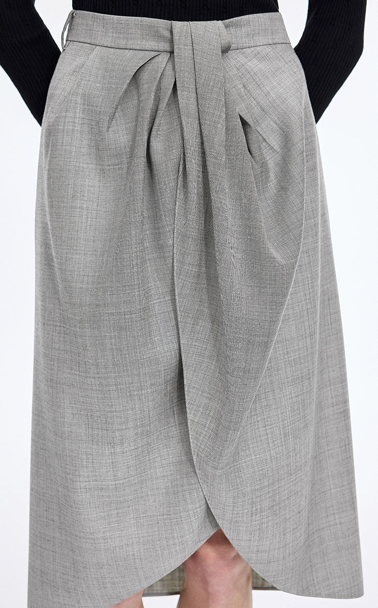 Skirt / JNBY Wool Jacquard Midi Skirt Black & White-1