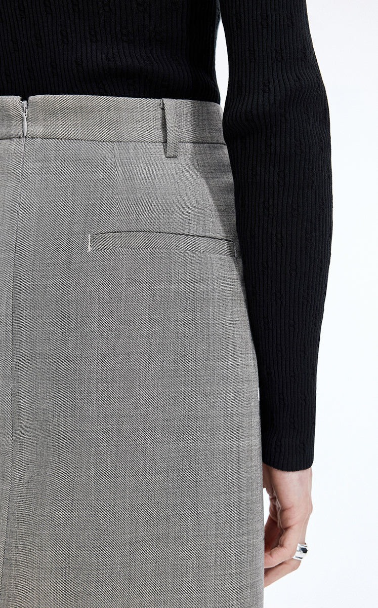 Skirt / JNBY Wool Jacquard Midi Skirt Black & White-1