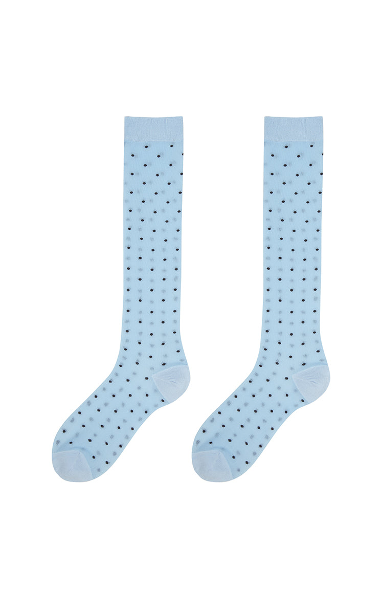 Socks / JNBY Polka Dot High-Crew Socks Blue Brown M