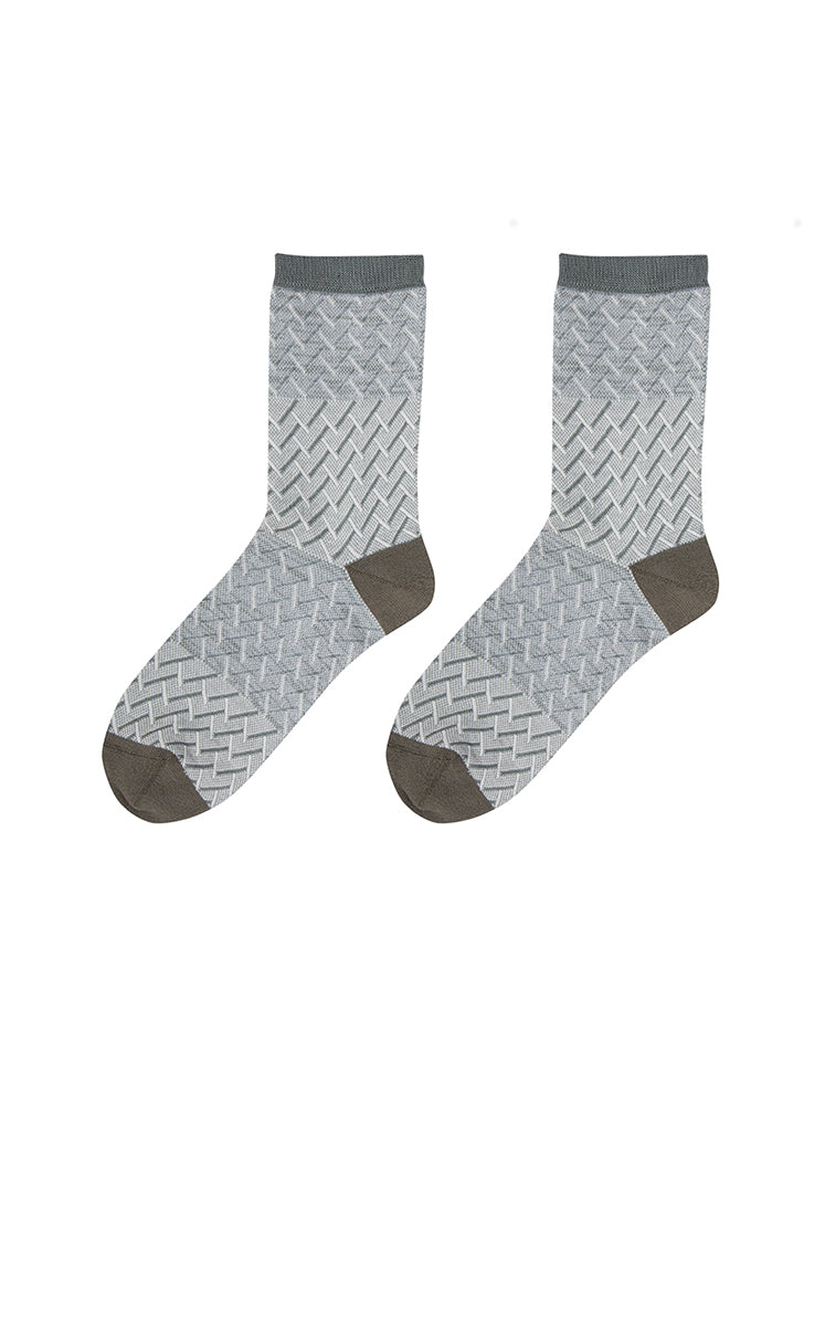 Socks / JNBY Retro Striped Mid-Crew Socks Grey Marl M