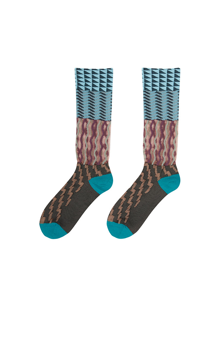 Socks / JNBY Striped Cotton Blend High-Crew Socks Multi Color M