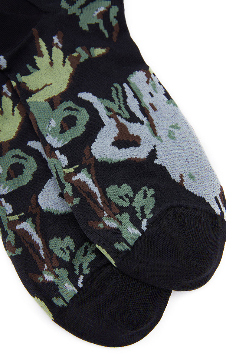 Socks / JNBY Floral High-Crew Socks Black Marl-1