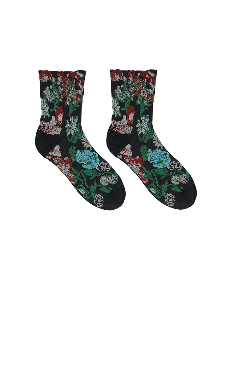 Socks / JNBY Floral Low-Cut Socks Black Marl-1