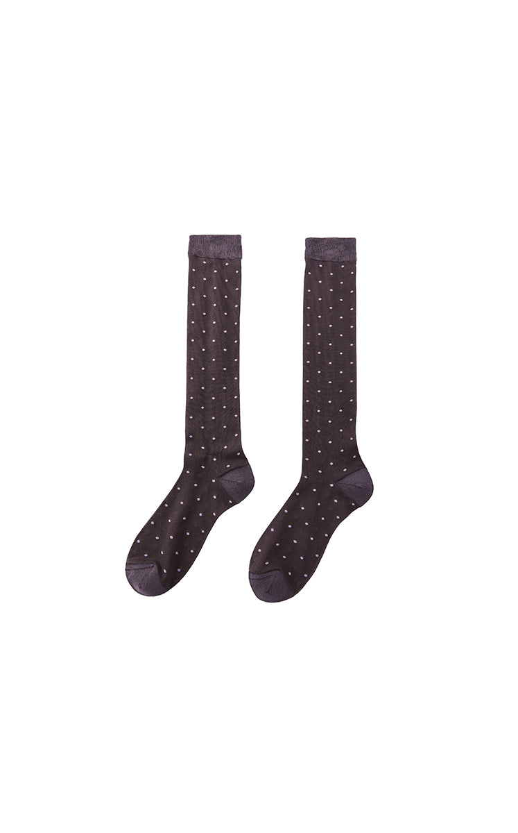 Socks / JNBY Polka Dot High-Crew Socks Grey Marl-1