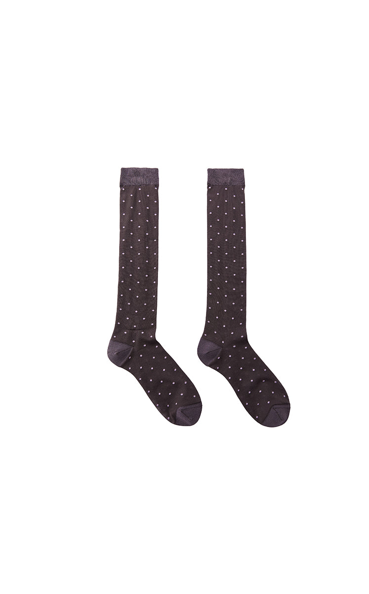 Socks / JNBY Polka Dot High-Crew Socks Grey Marl-1