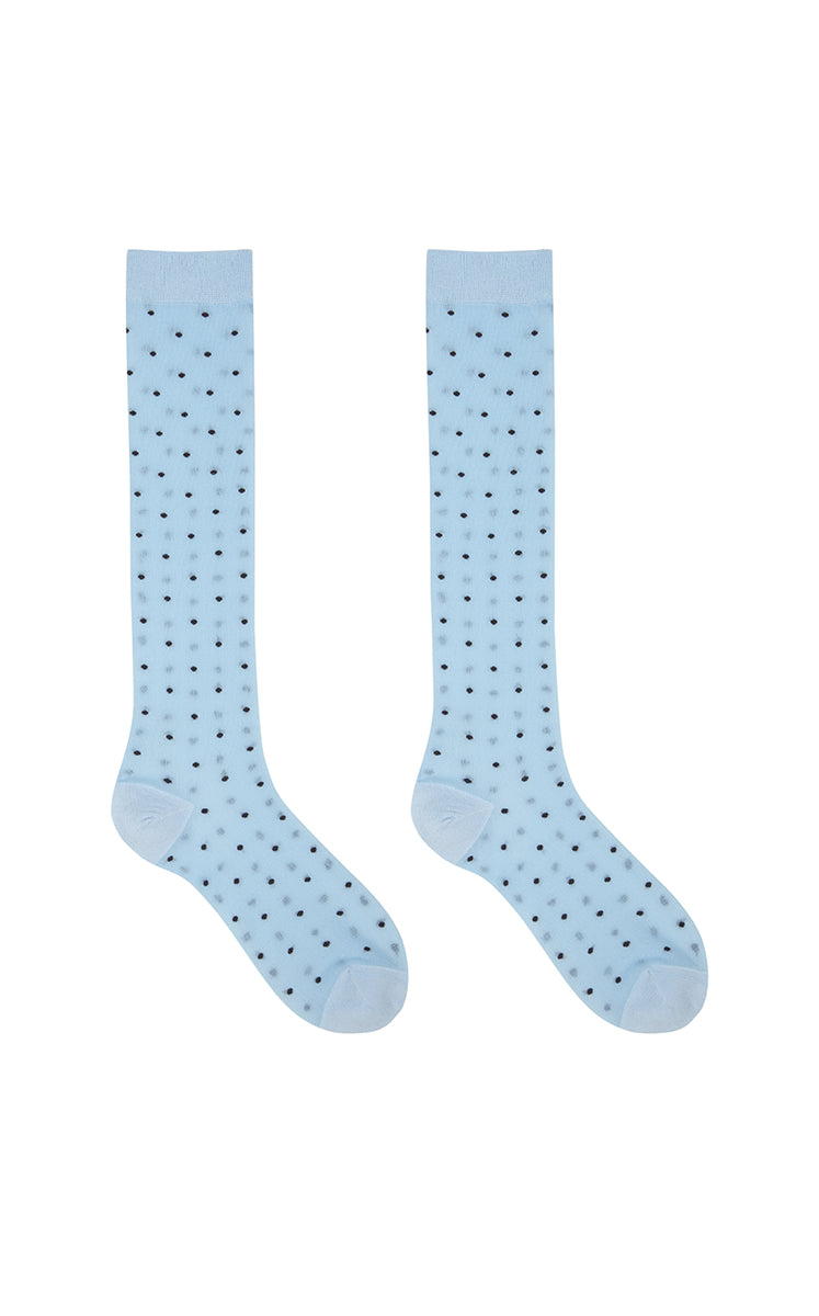 Socks / JNBY Polka Dot High-Crew Socks Blue Brown-2