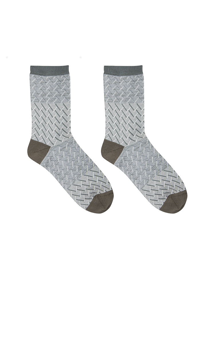 Socks / JNBY Retro Striped Mid-Crew Socks Grey Marl-1