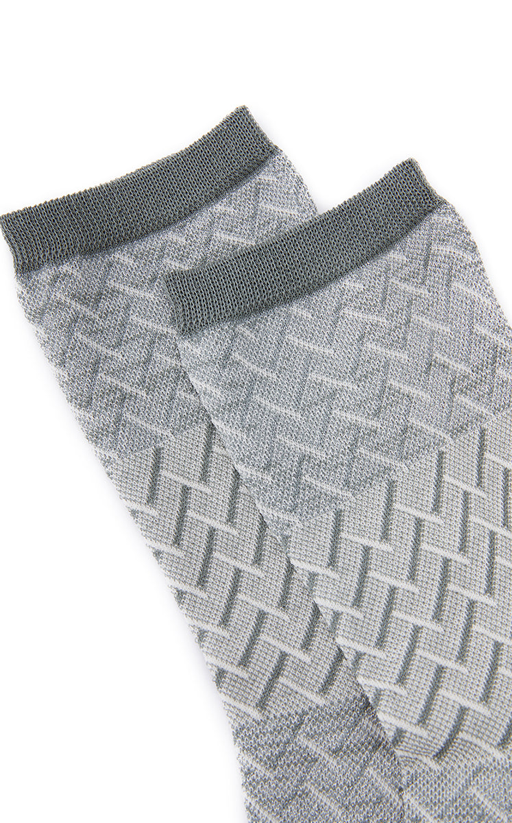Socks / JNBY Retro Striped Mid-Crew Socks Grey Marl-1