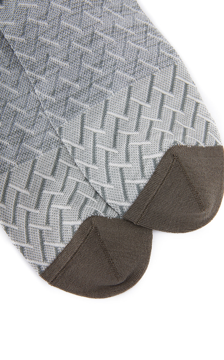 Socks / JNBY Retro Striped Mid-Crew Socks Grey Marl-1