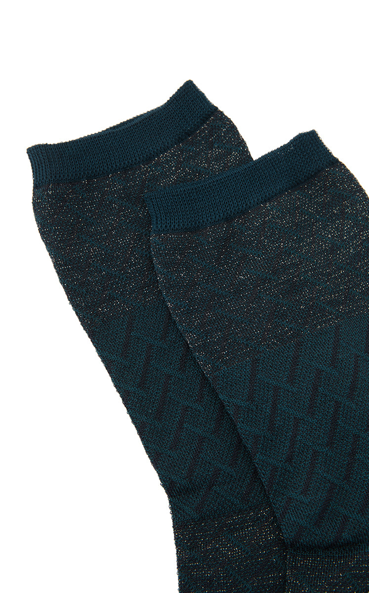 Socks / JNBY Retro Striped Mid-Crew Socks Black Navy-2