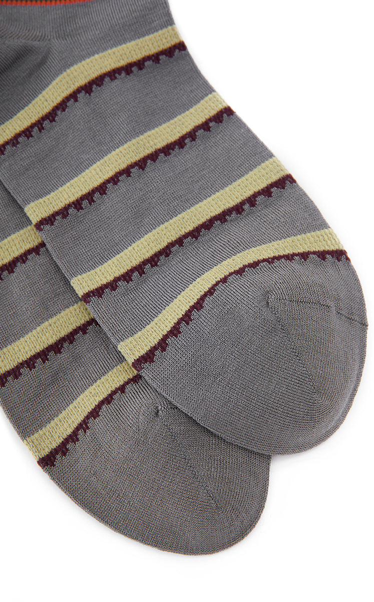 Socks / JNBY Striped Cotton Blend Mid-Crew Socks Grey Marl-2