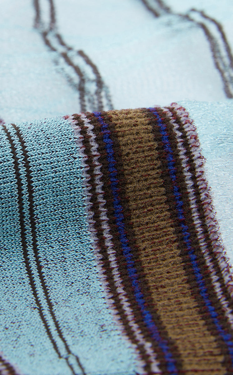 Socks / JNBY Striped Cotton Blend Mid-Crew Socks Blue Stripe-1