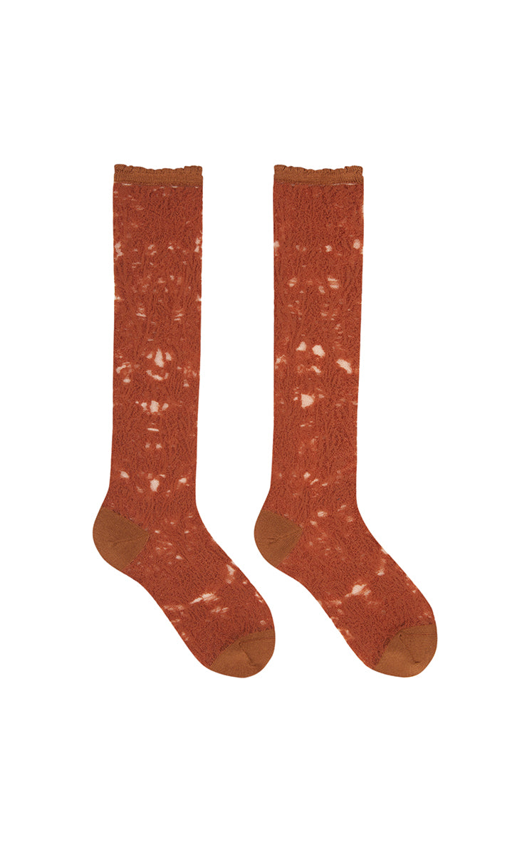 Socks / JNBY Textured High-Crew Socks Burnt Orange-3