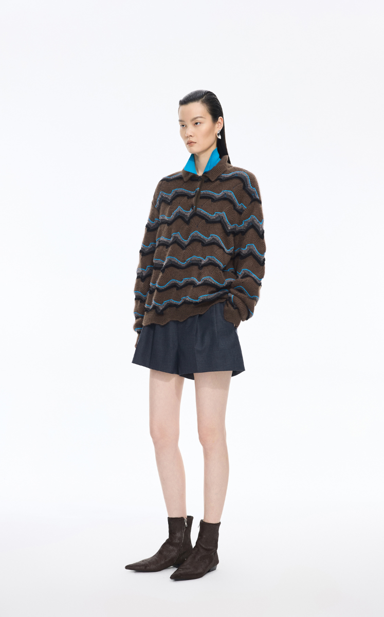 Sweater / JNBY Colorblock Wool-Blend Polo Sweater