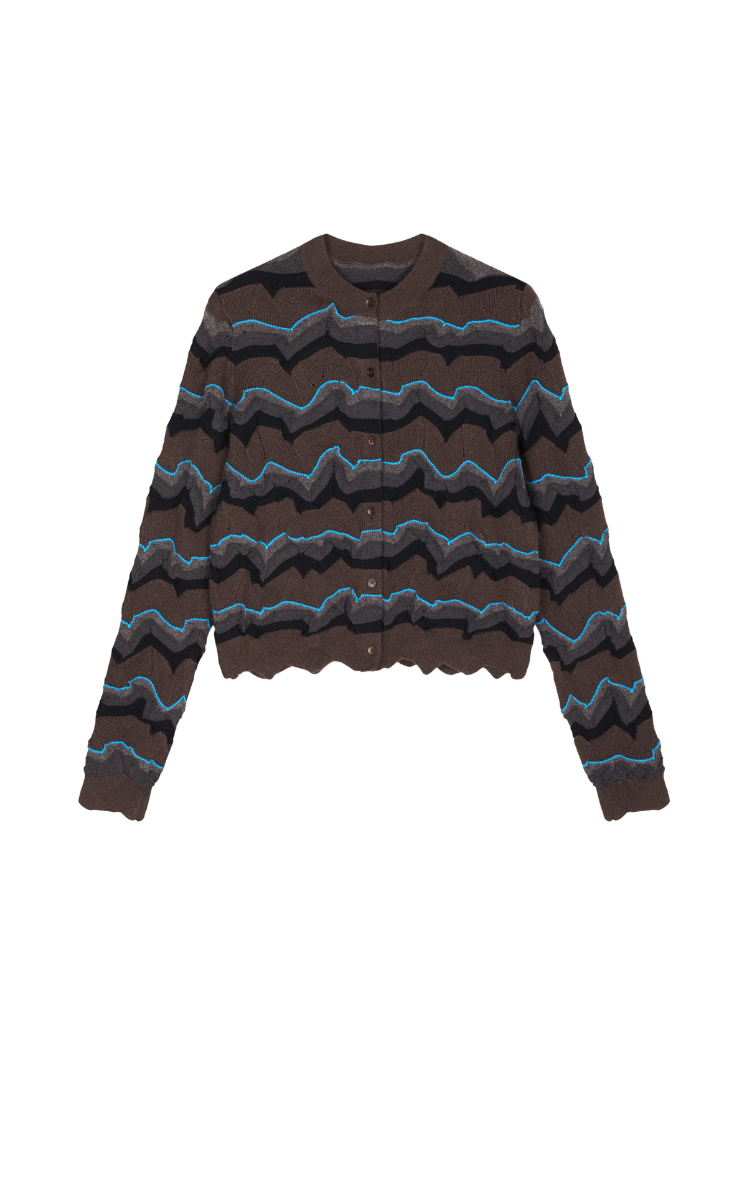Sweater / JNBY Colorblock Wool-Blend Short Cardigan