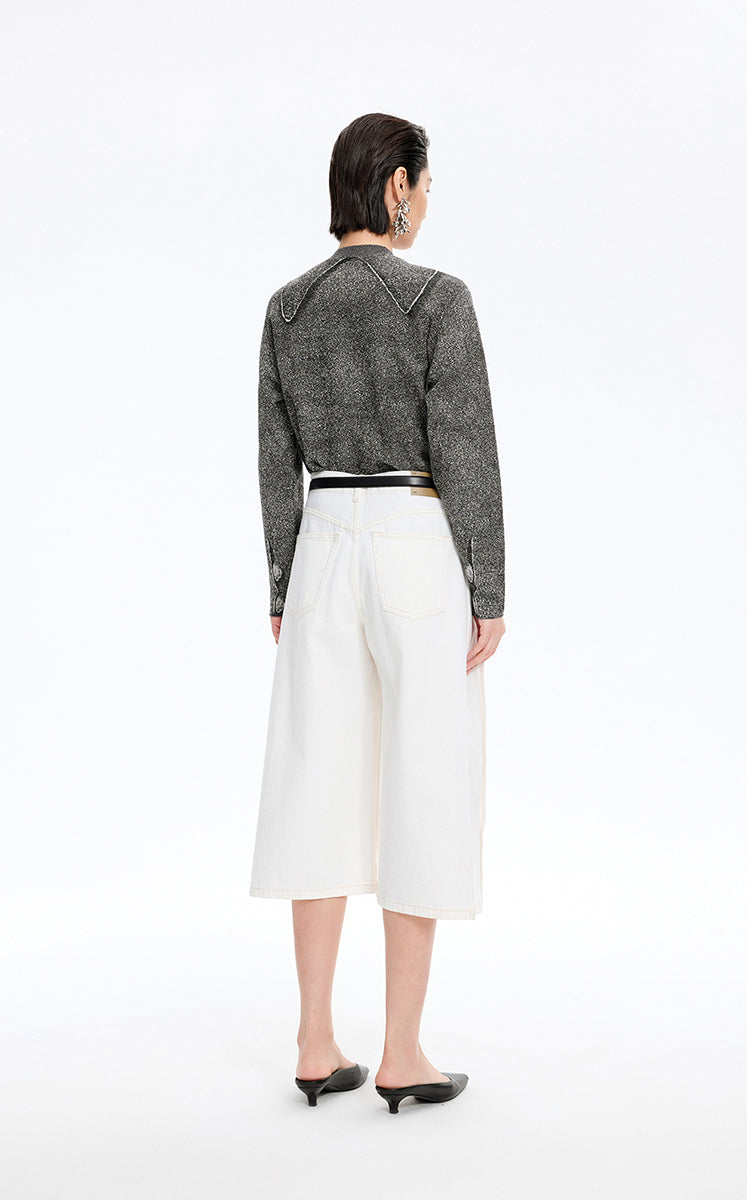 Sweater / JNBY Cotton Jacquard Longline Open Cardigan