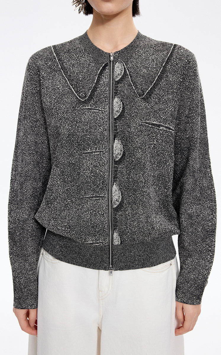 Sweater / JNBY Cotton Jacquard Longline Open Cardigan