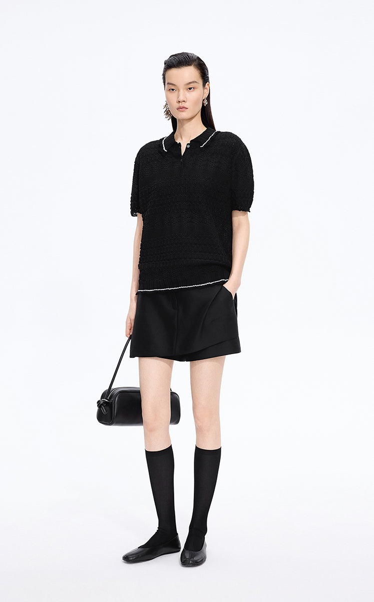 Sweater / JNBY Cotton Jacquard Short Sleeves Pullover