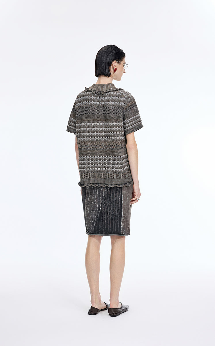 Sweater / JNBY Cotton Jacquard Short Sleeves Pullover