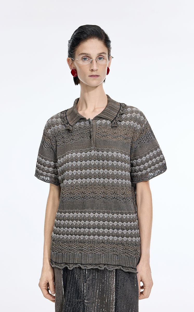 Sweater / JNBY Cotton Jacquard Short Sleeves Pullover